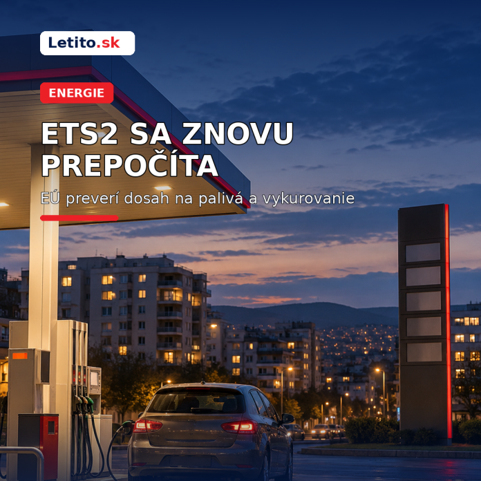 Auto pri čerpacej stanici a titulok o novom posúdení ETS2