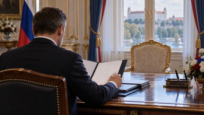 Ilustračný záber Prezidentského paláca a rokovania o nominácii ministra