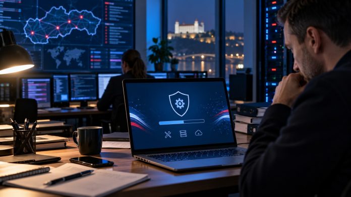 Počítač počas bezpečnostnej údržby vládneho webu